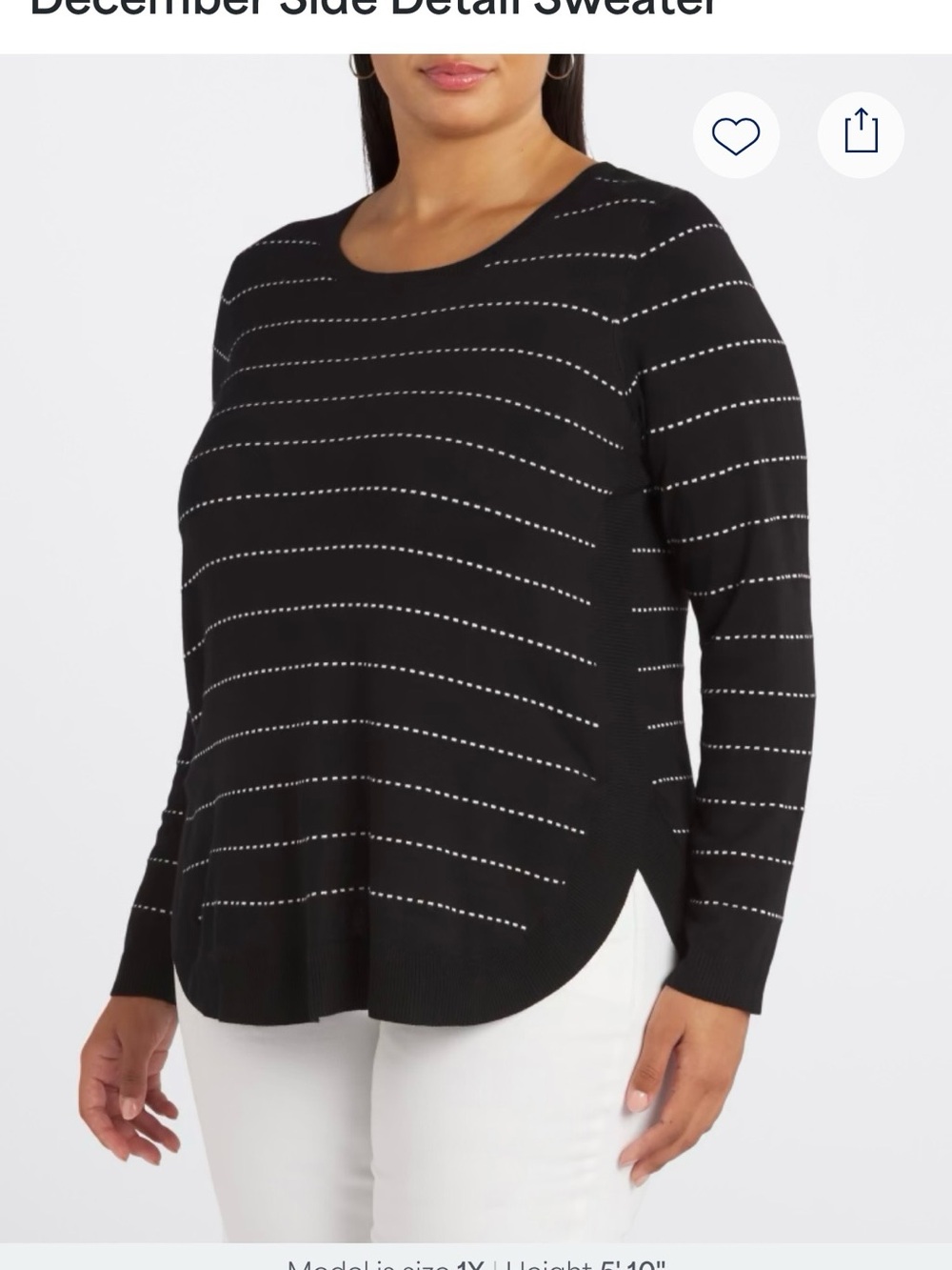Women's Black Side-Slit Long Sleeve Sweater with Stud Detail